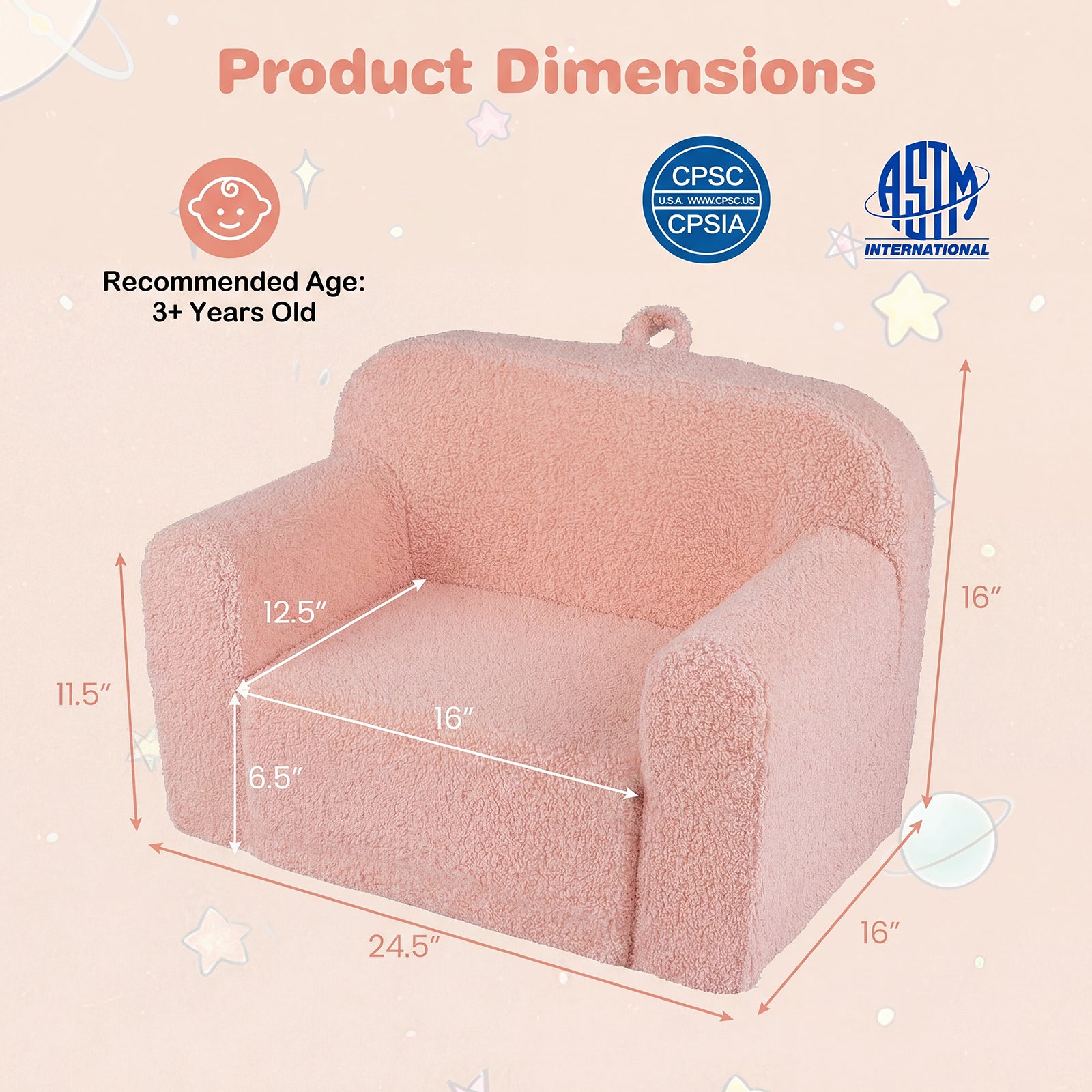 Portable Toddler Sofa, Anti-Slip Base, Pink Kids Chairs & Seating at Gallery Canada