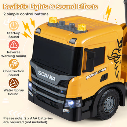 Camion grue pour enfants avec sons, bras télescopique, jaune