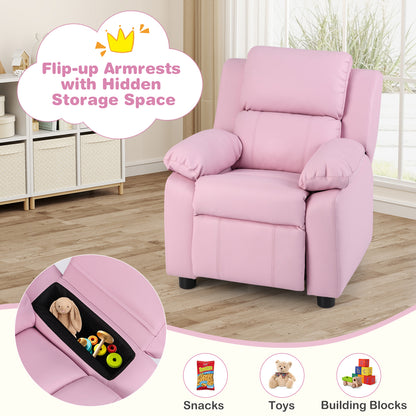 Kids Deluxe Headrest Recliner Sofa Chair with Storage Arms, Pink Kids Chairs & Seating at Gallery Canada
