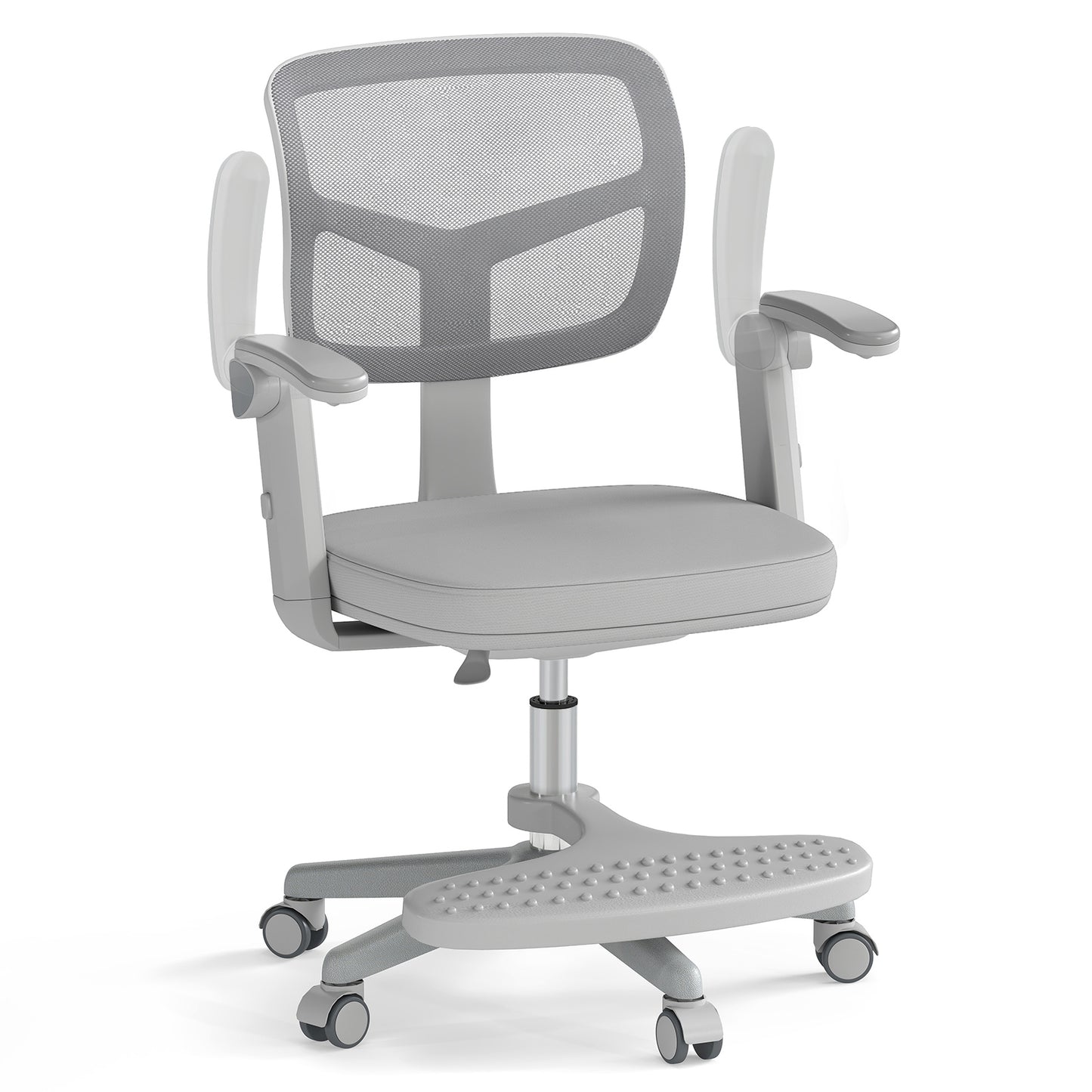 Kids Desk Chair Children Study Chair with Adjustable Height Armrest and Footrest-Grey, Gray Kids Chairs & Seating Gray at Gallery Canada