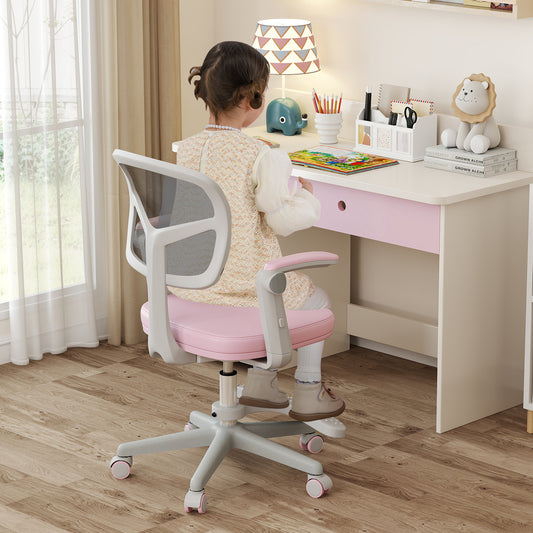 Kids Desk Chair Children Study Chair with Adjustable Height Armrest and Footrest, Pink Kids Chairs & Seating Pink at Gallery Canada