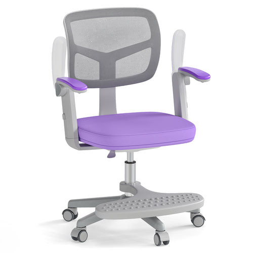 Kids Desk Chair, Adjustable Height, Armrest, Footrest, Purple
