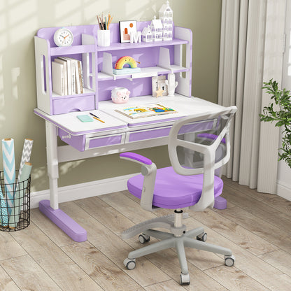 Kids Desk Chair Children Study Chair with Adjustable Height Armrest and Footrest, Purple Kids Chairs & Seating at Gallery Canada