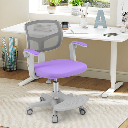 Kids Desk Chair Children Study Chair with Adjustable Height Armrest and Footrest, Purple Kids Chairs & Seating at Gallery Canada