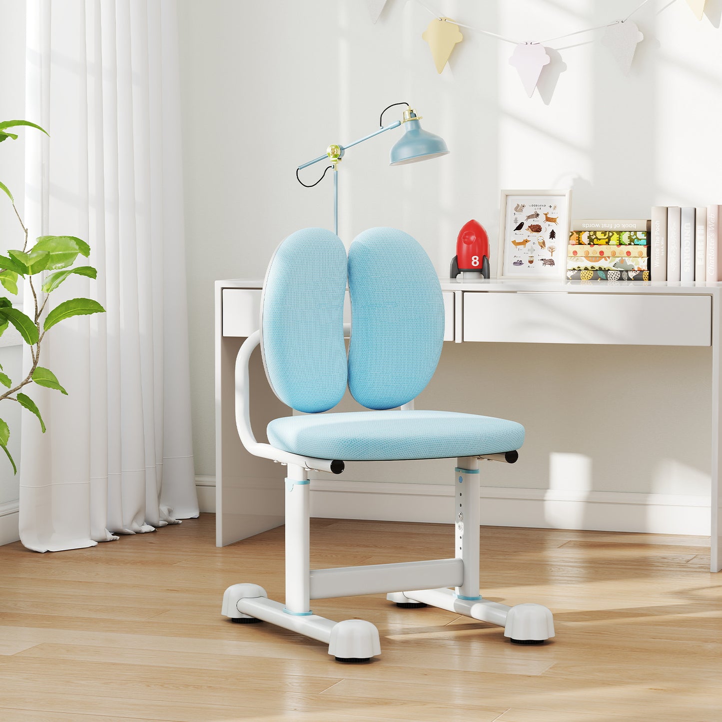 Kids Desk Chair Children Study Chair with Double Back Support and Adjustable Height, Blue Kids Chairs & Seating at Gallery Canada