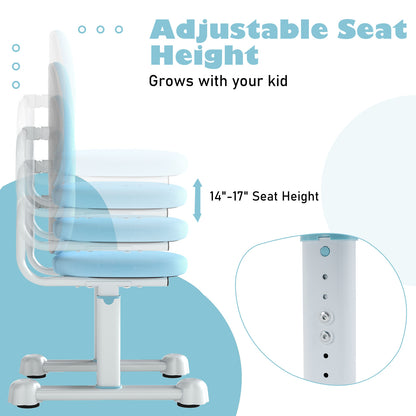 Kids Desk Chair Children Study Chair with Double Back Support and Adjustable Height, Blue Kids Chairs & Seating at Gallery Canada