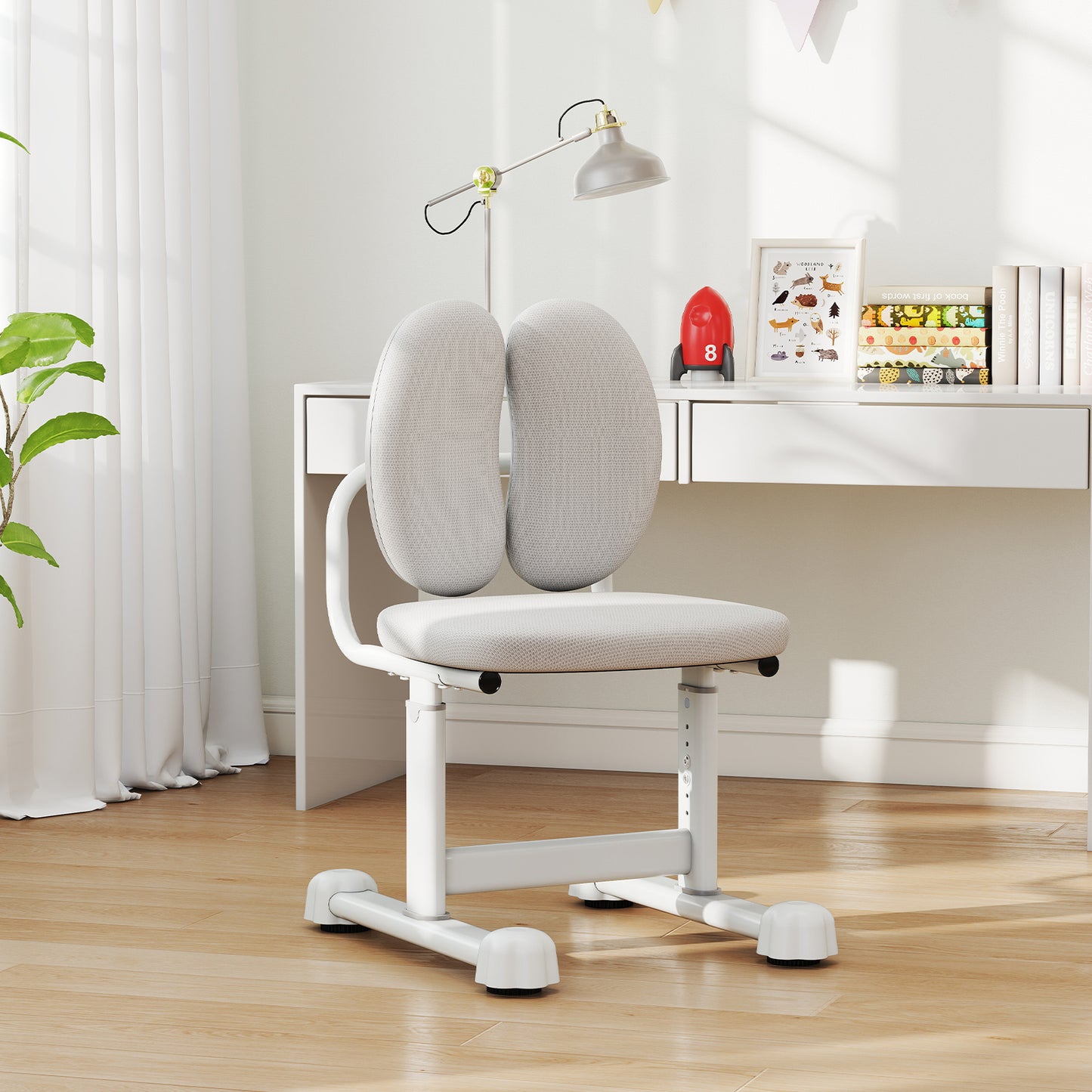 Kids Desk Chair Children Study Chair with Double Back Support and Adjustable Height, Gray Kids Chairs & Seating at Gallery Canada