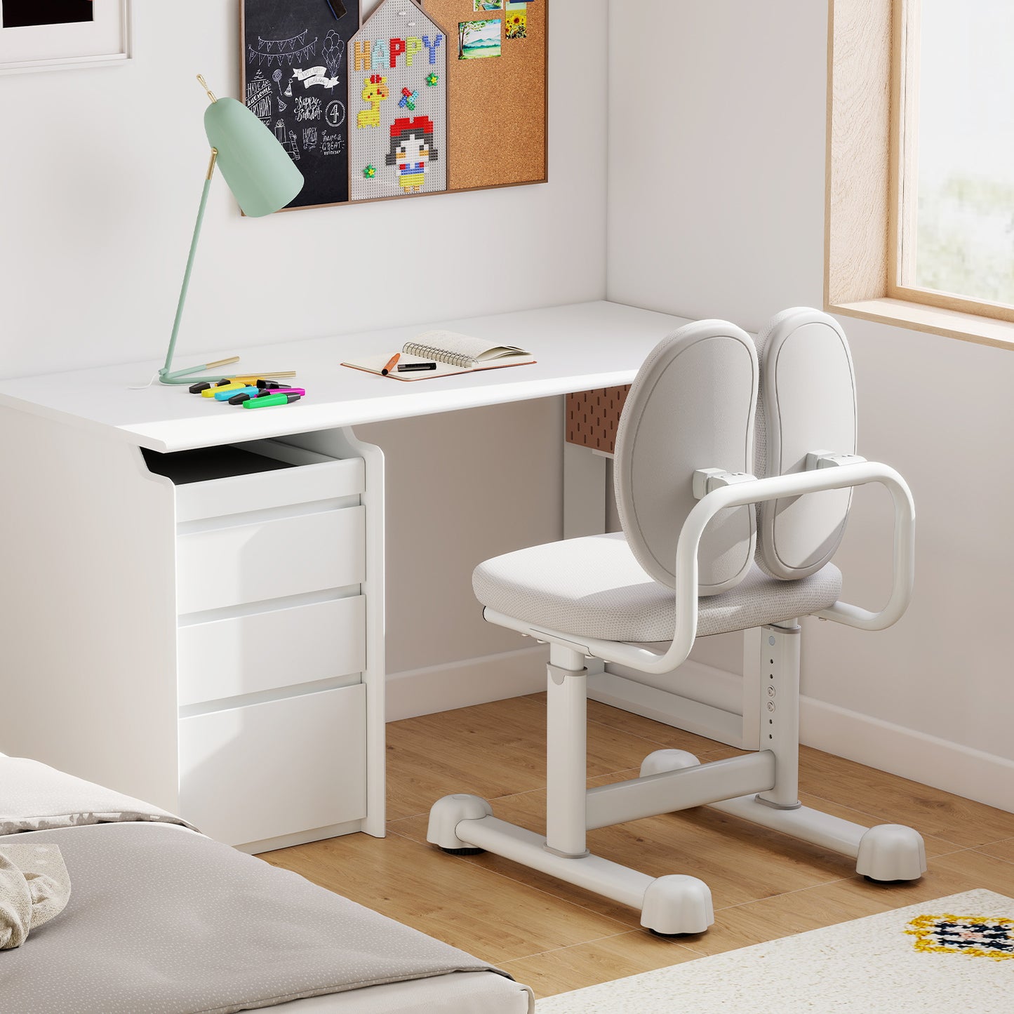 Kids Desk Chair Children Study Chair with Double Back Support and Adjustable Height, Gray Kids Chairs & Seating at Gallery Canada