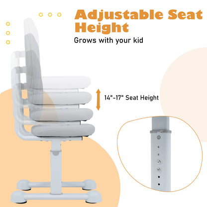 Kids Desk Chair Children Study Chair with Double Back Support and Adjustable Height, Gray Kids Chairs & Seating at Gallery Canada