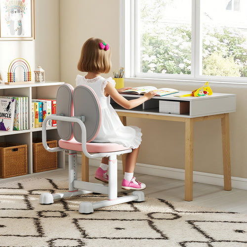 Kids Desk Chair Children Study Chair with Double Back Support and Adjustable Height, Pink