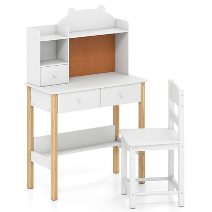 Kids Desk And Chair Set With Hutch, Bulletin Board, Drawers, White Kids Table & Chair Sets at Gallery Canada