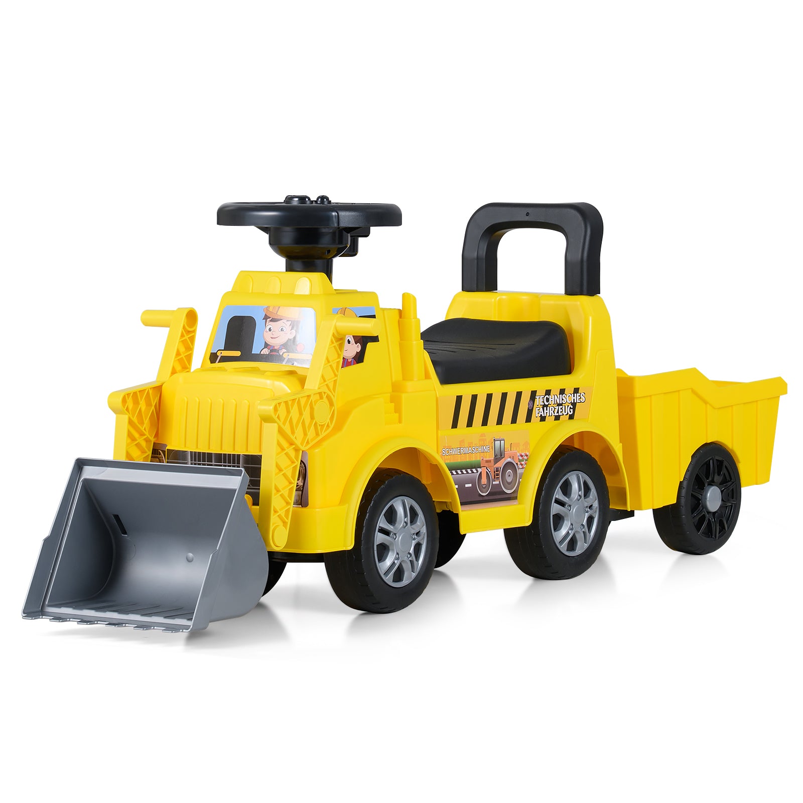 Kids Digger Ride on Truck with Shovel and Under-Seat Compartment Push & Pedal Ride On Toys at Gallery Canada