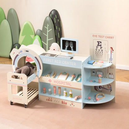 Kids Doctor Play Set, Wooden Hospital Office Kit, Blue Play Kitchen Sets at Gallery Canada