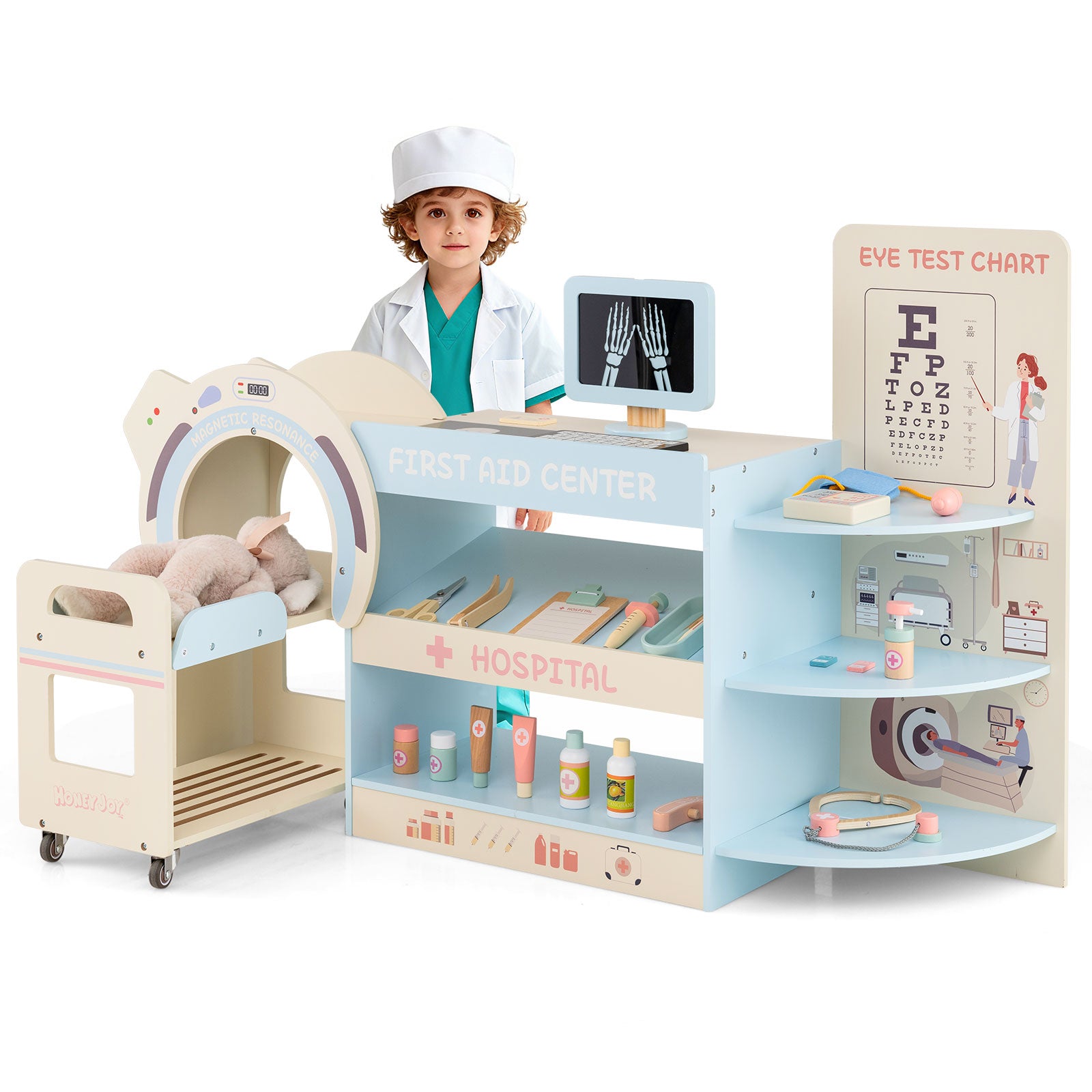 Kids Doctor Play Set, Wooden Hospital Office Kit, Blue Play Kitchen Sets at Gallery Canada