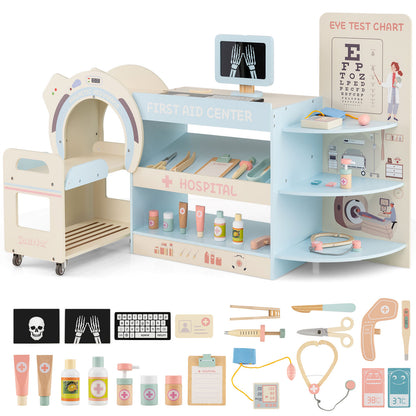 Kids Doctor Play Set, Wooden Hospital Office Kit, Blue Play Kitchen Sets at Gallery Canada