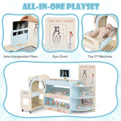 Kids Doctor Play Set, Wooden Hospital Office Kit, Blue Play Kitchen Sets at Gallery Canada