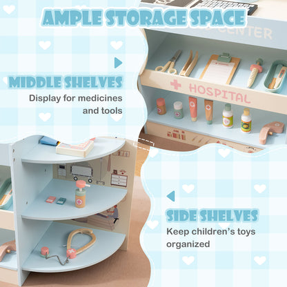 Kids Doctor Play Set, Wooden Hospital Office Kit, Blue Play Kitchen Sets at Gallery Canada