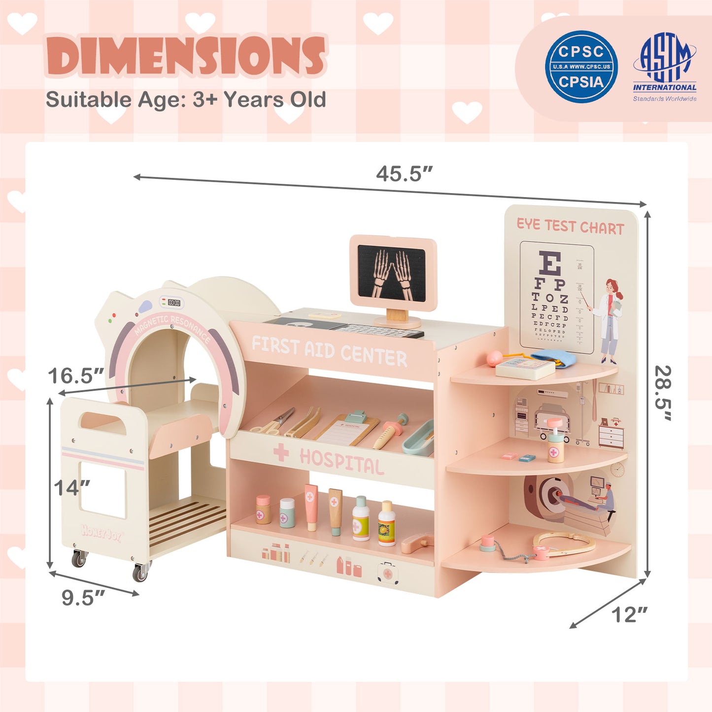 Kids Doctor Play Set, Wooden Hospital Office Kit, Pink Play Kitchen Sets at Gallery Canada