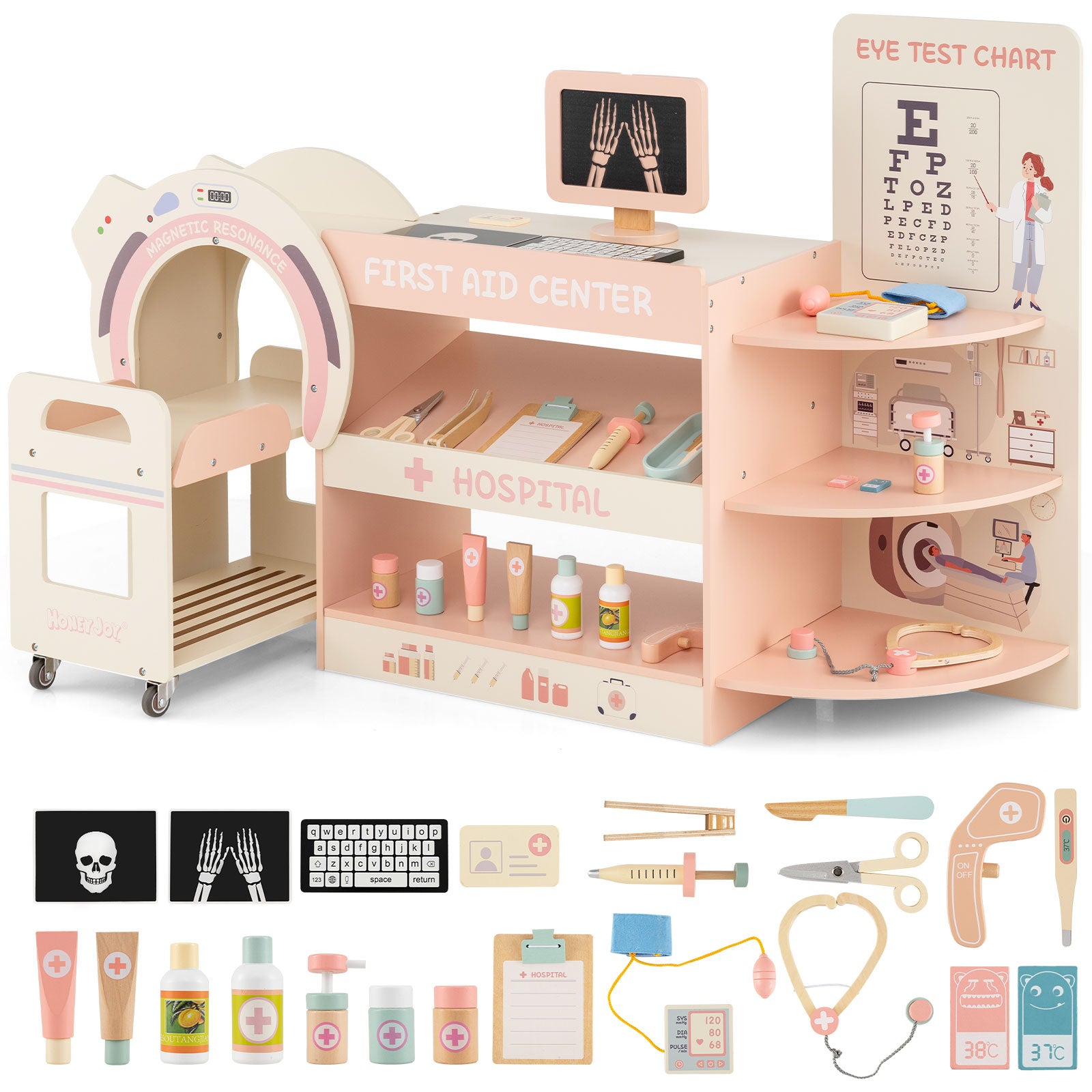 Kids Doctor Play Set, Wooden Hospital Office Kit, Pink Play Kitchen Sets at Gallery Canada