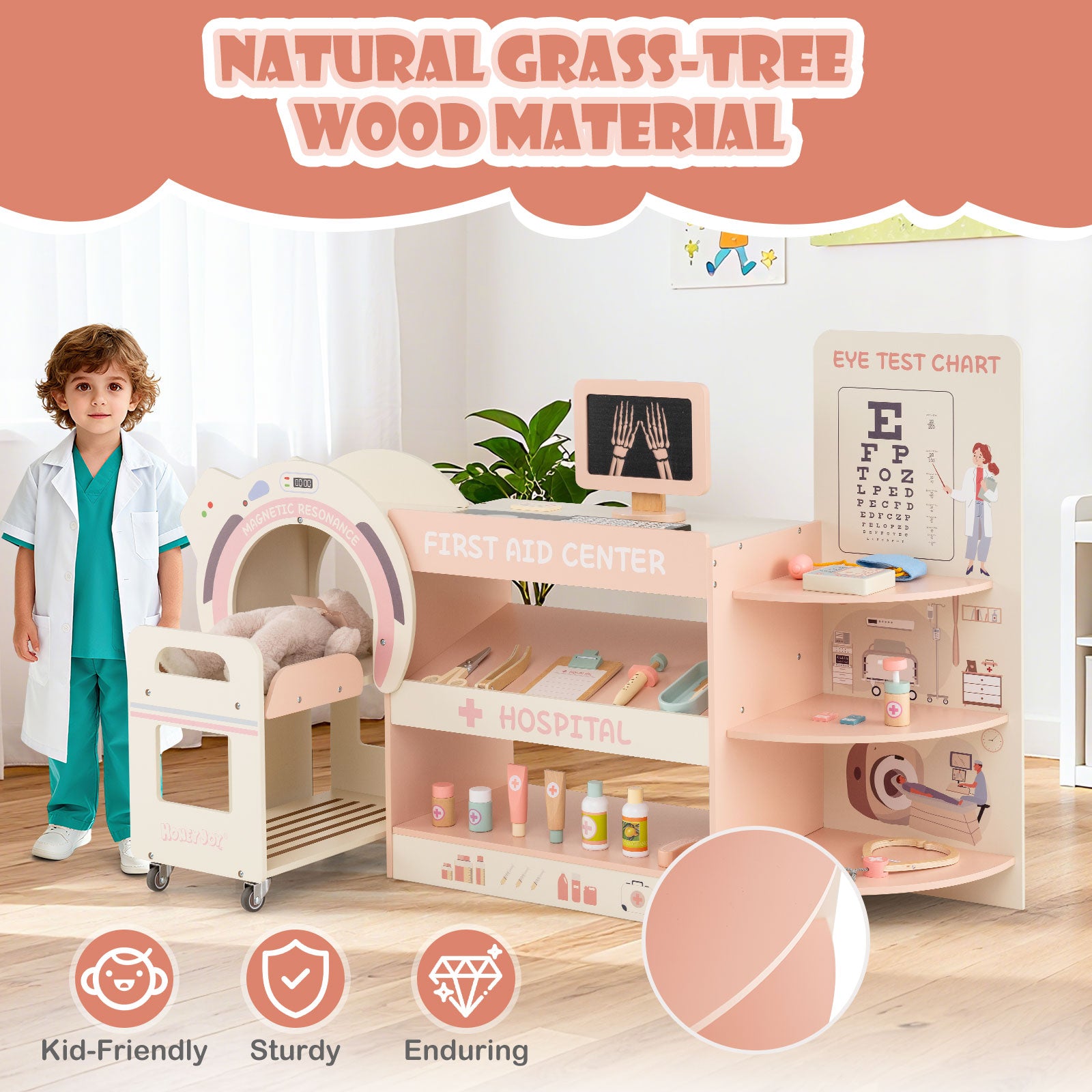 Kids Doctor Play Set, Wooden Hospital Office Kit, Pink Play Kitchen Sets at Gallery Canada