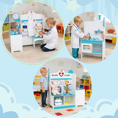Kids Doctor Play Set with Adjustable Height Bar, Blue