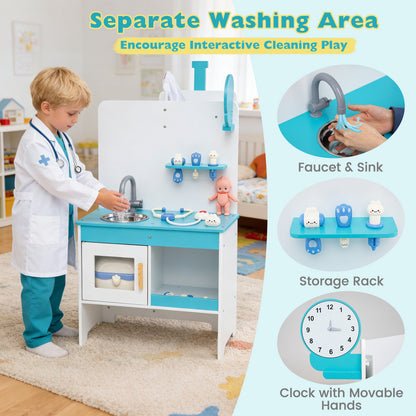 Kids Doctor Play Set with Adjustable Height Bar, Blue