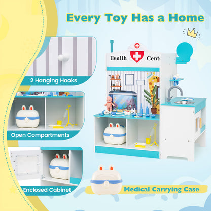 Kids Doctor Play Set with Adjustable Height Bar, Blue