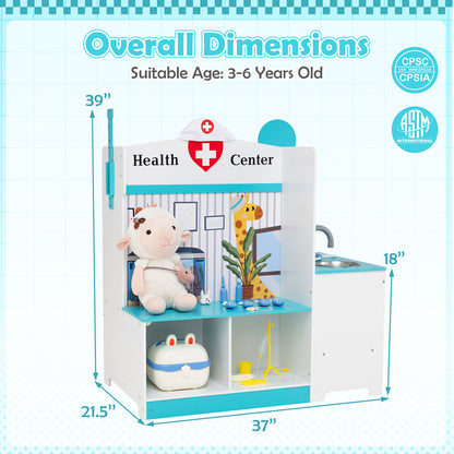 Kids Doctor Play Set with Adjustable Height Bar, Blue Play Kitchen Sets at Gallery Canada
