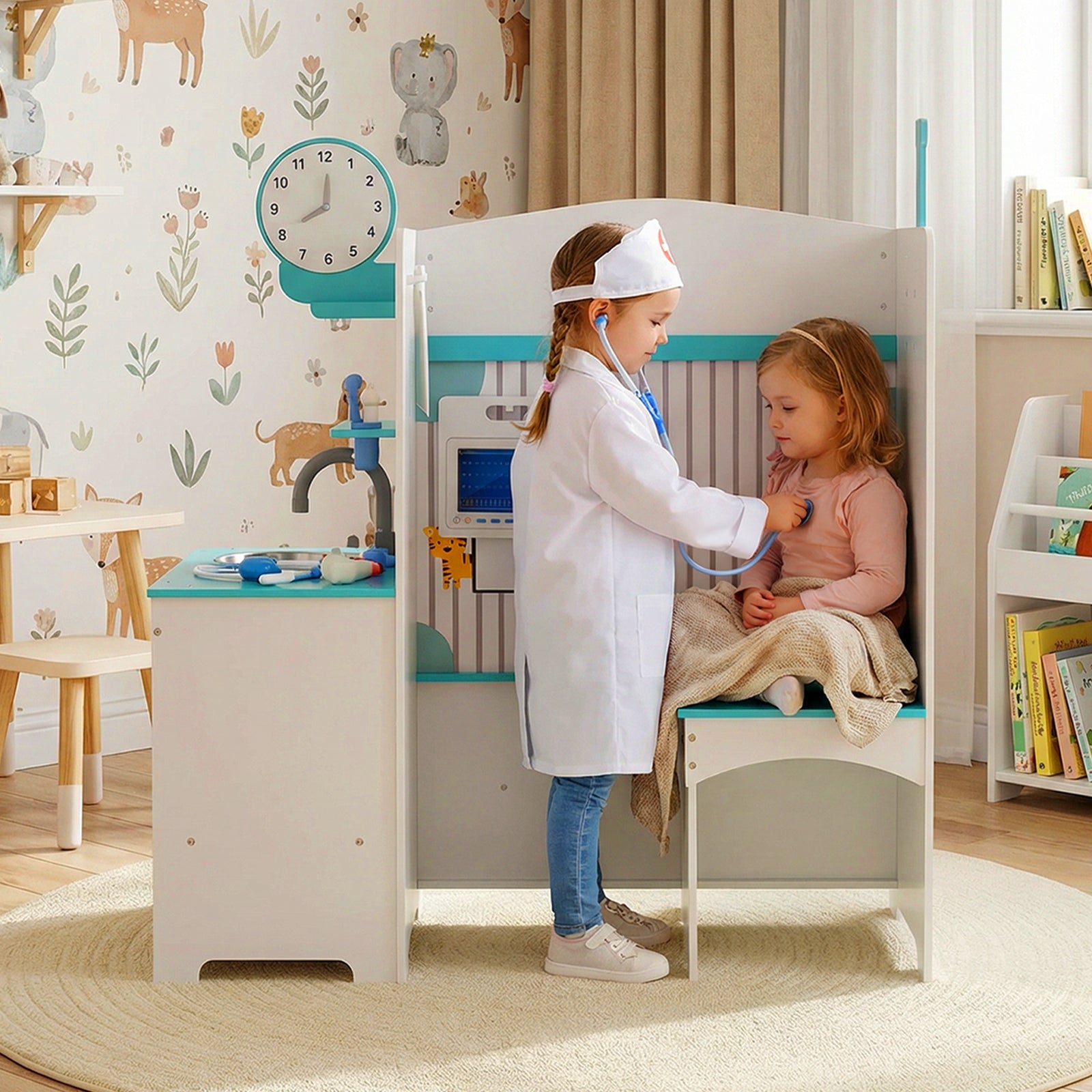Kids Doctor Play Set with Adjustable Height Bar, Blue Play Kitchen Sets at Gallery Canada