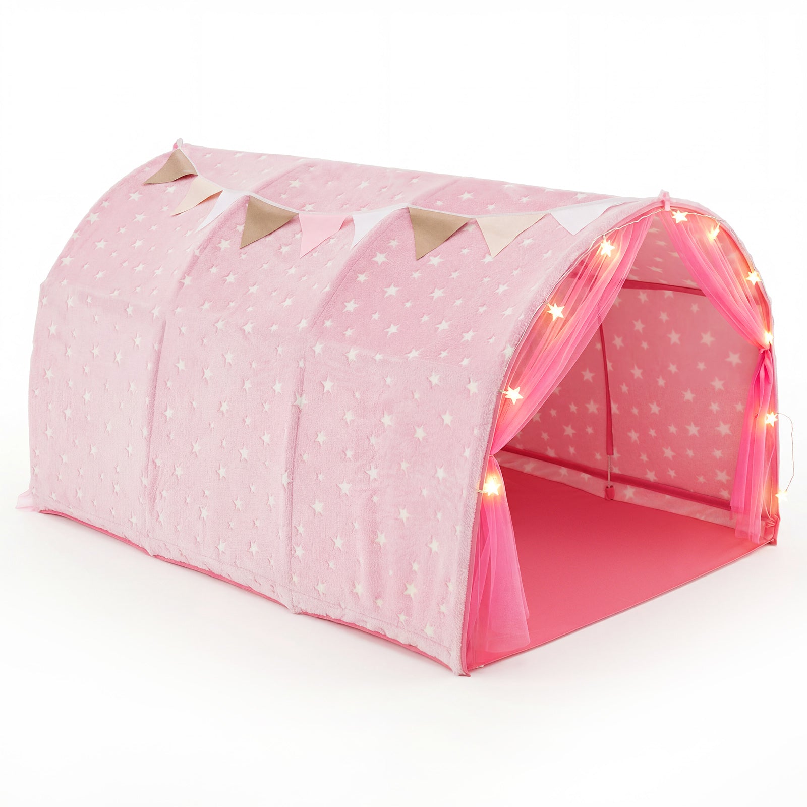 Kids Dream Bed Tent, Twin Size, Glow In The Dark Stars, Pink Play Tents & Playhouse Pink at Gallery Canada