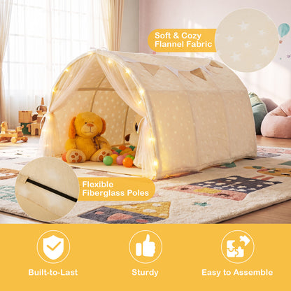 Kids Dream Bed Tent, Twin Bunk Bed, Glow Dark Stars, Lights, Beige Play Tents & Playhouse at Gallery Canada