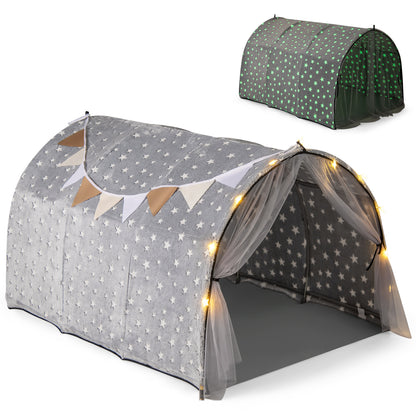 Kids Dream Bed Tent, Twin Size, Glow In The Dark Stars, Gray