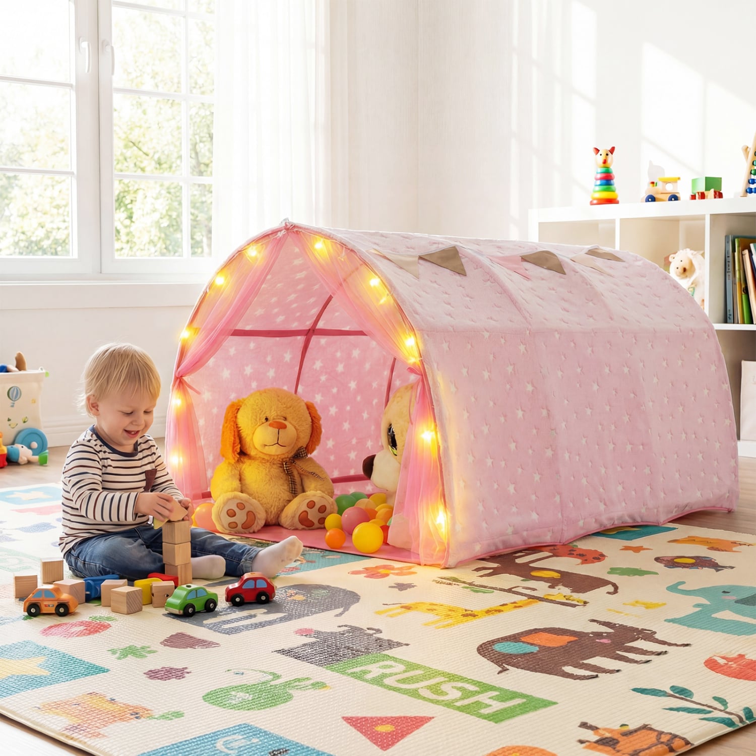 Kids Dream Bed Tent, Twin Size, Glow In The Dark Stars, Pink Play Tents & Playhouse at Gallery Canada