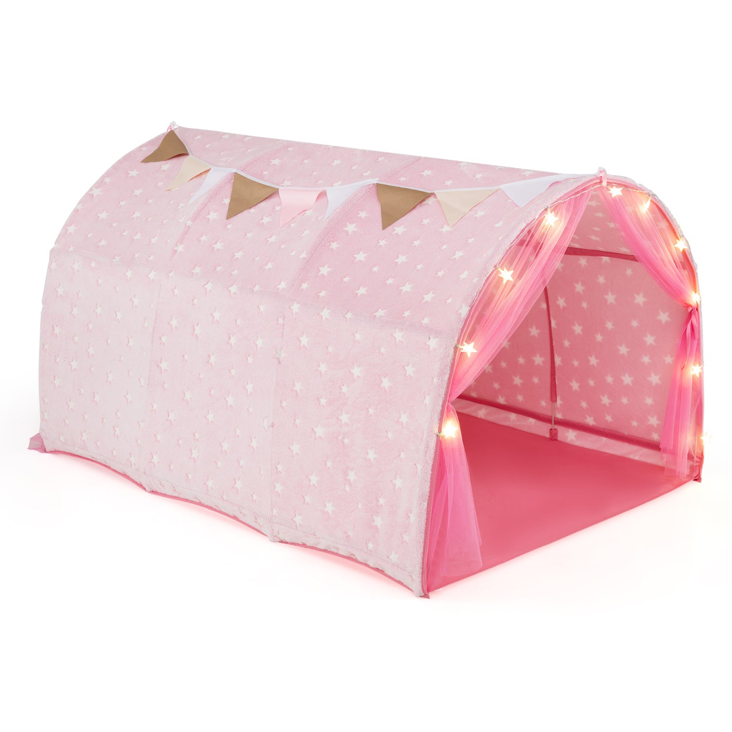 Kids Dream Bed Tent, Twin Size, Glow In The Dark Stars, Pink Play Tents & Playhouse Pink at Gallery Canada