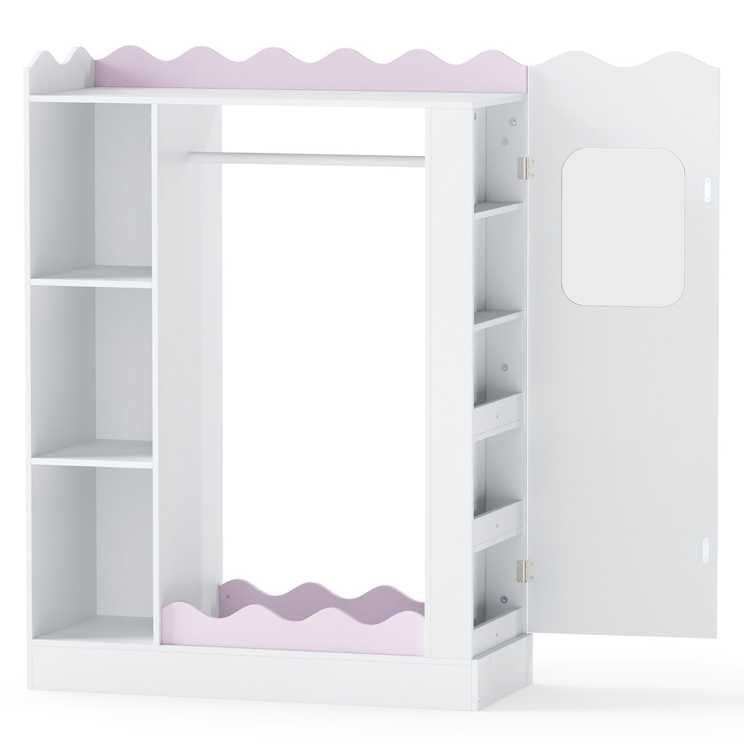 Kids Dress Up Storage with Mirrors and Hanging Rack and Shelves for Bedroom, White & Pink Kids Storage at Gallery Canada