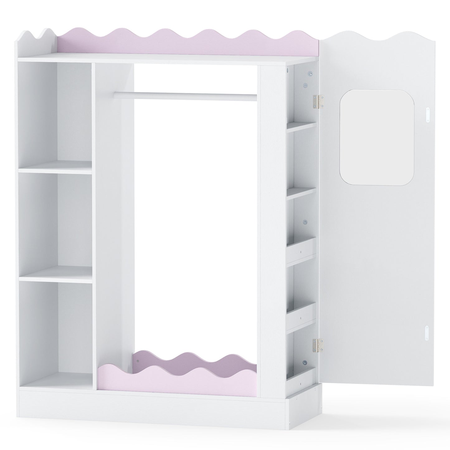 Kids Dress Up Storage with Mirrors and Hanging Rack and Shelves for Bedroom, White & Pink Kids Storage at Gallery Canada