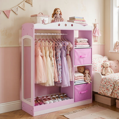 Kids Dress Up Storage with Full Length Mirror and Open Shelves, Pink Kids Storage at Gallery Canada