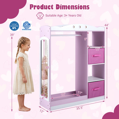 Kids Dress Up Storage with Full Length Mirror and Open Shelves, Pink Kids Storage at Gallery Canada