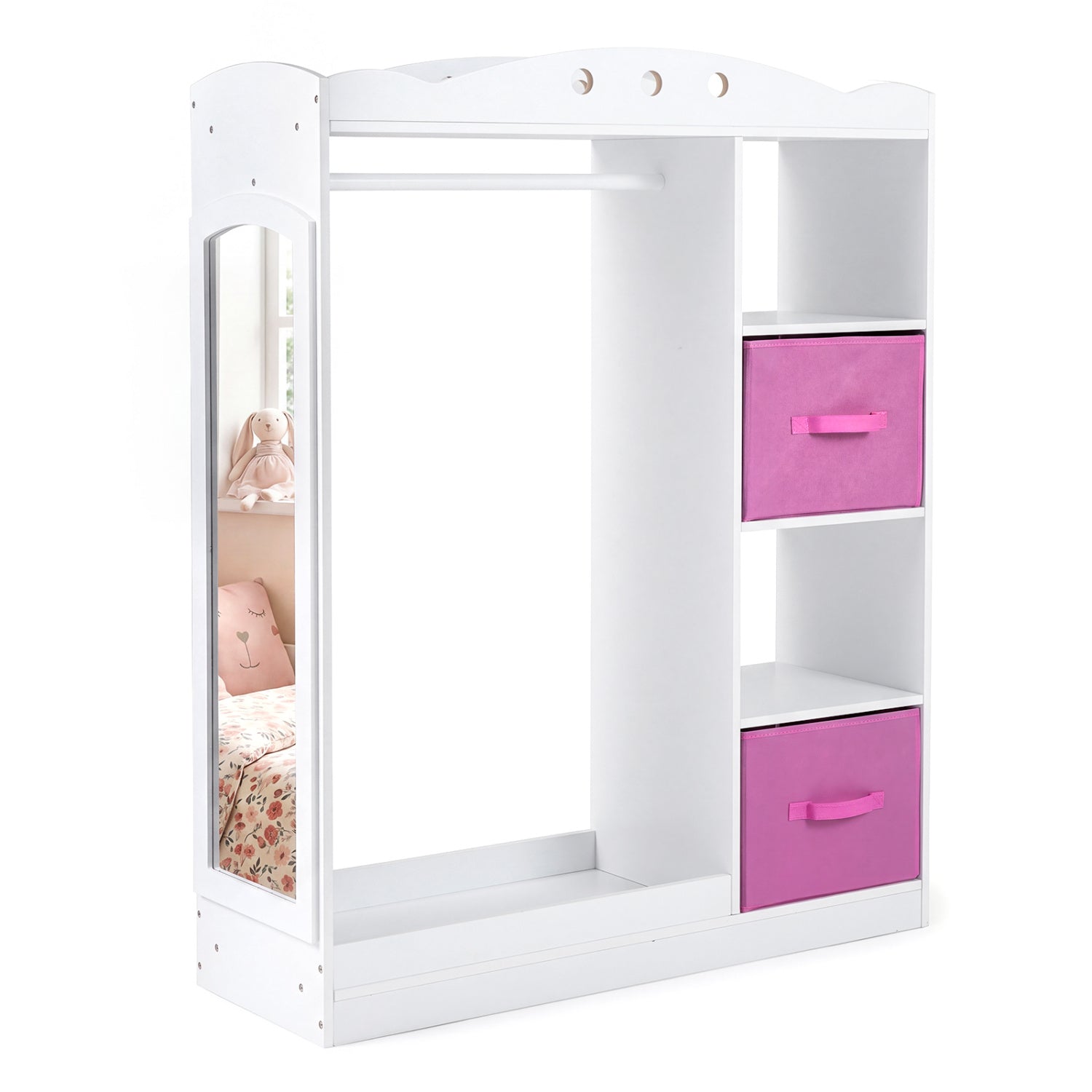 Kids Dress Up Storage With Mirror & Shelves, White Kids Storage White at Gallery Canada