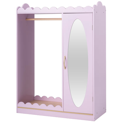 Kids Dress Up Storage with Mirror Door Cabinet, Pink