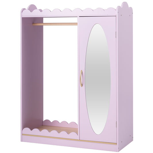 Kids Dress Up Storage with Mirror Door Cabinet, Pink