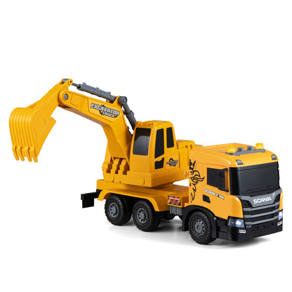 Camion excavateur jouet pour enfants, bras réglable, cabine rotative, jaune
