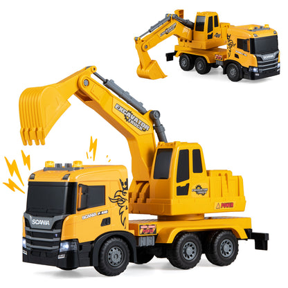 Camion excavateur jouet pour enfants, bras réglable, cabine rotative, jaune