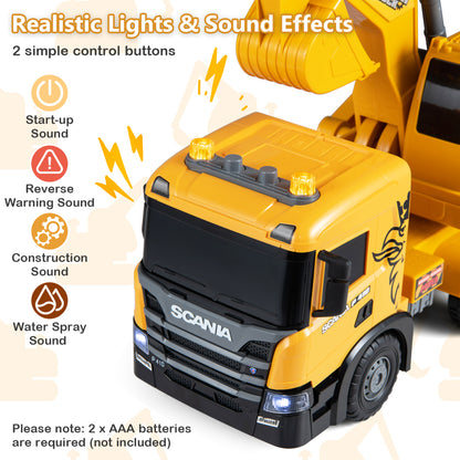 Camion excavateur jouet pour enfants, bras réglable, cabine rotative, jaune