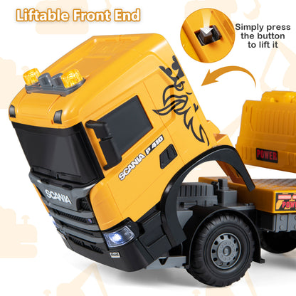 Camion excavateur jouet pour enfants, bras réglable, cabine rotative, jaune