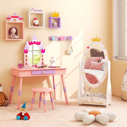 Full Length Mirror For Kids, 360 Rotatable, White