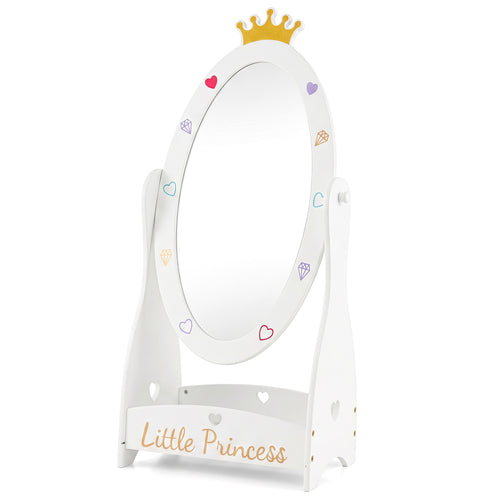 Full Length Mirror For Kids, 360 Rotatable, White