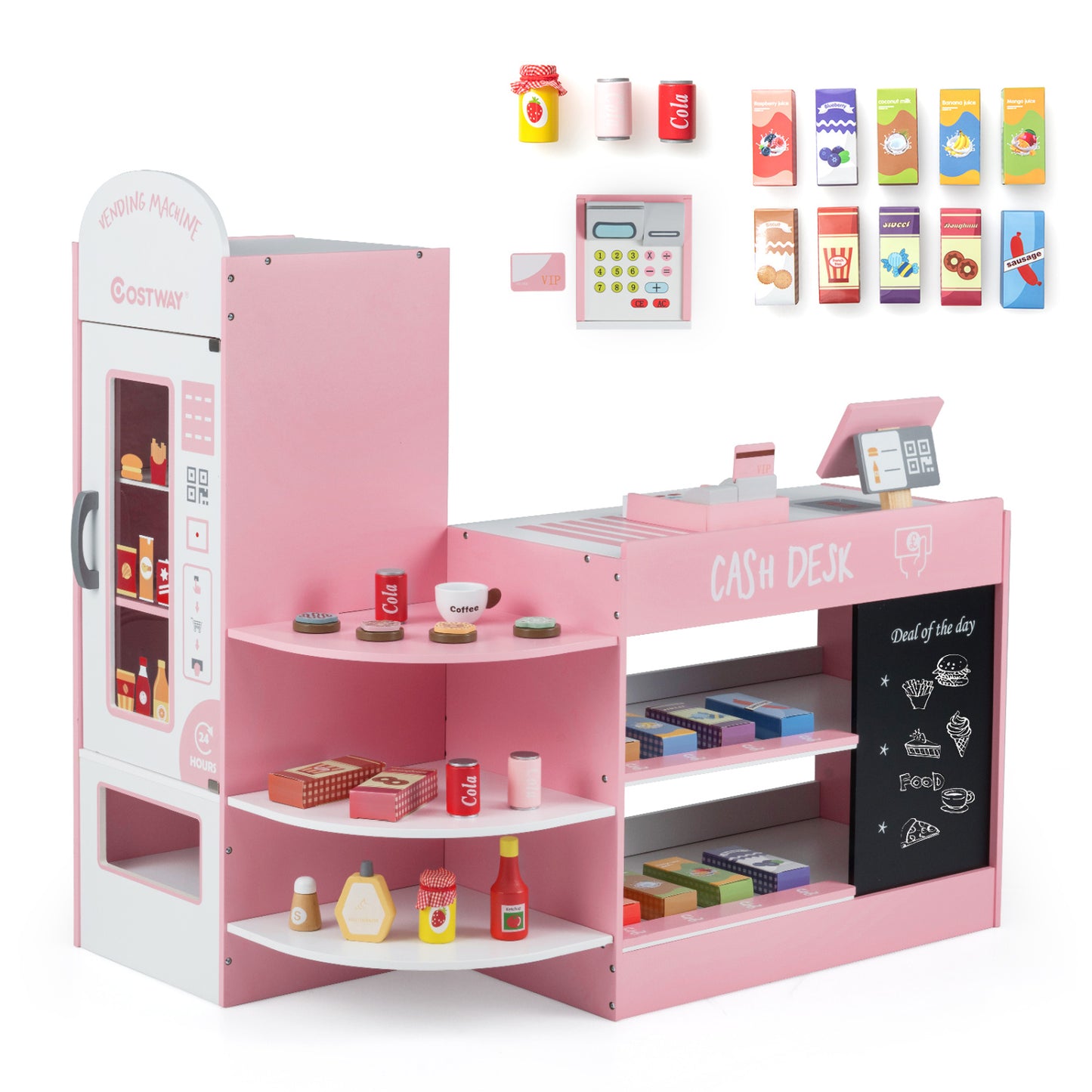 Kids Grocery Store Playset, Pink