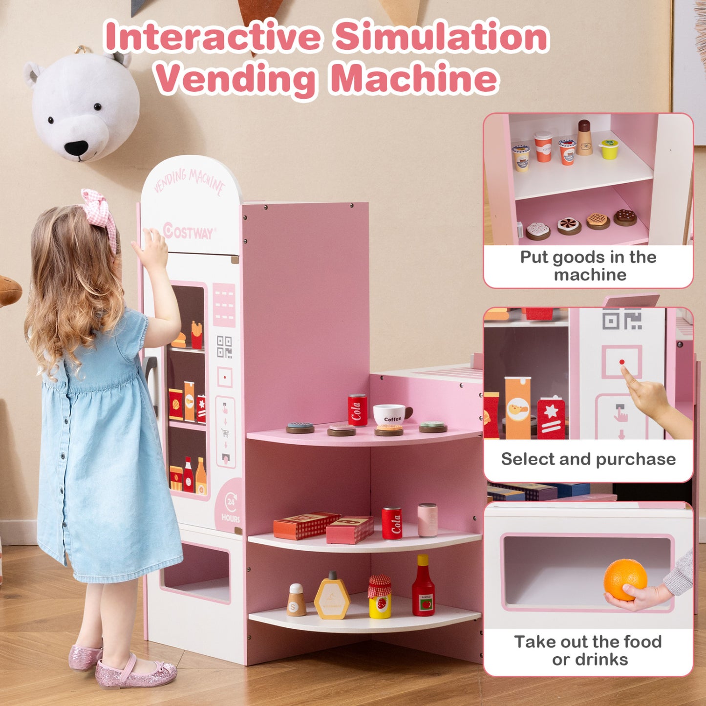 Kids Grocery Store Playset, Pink