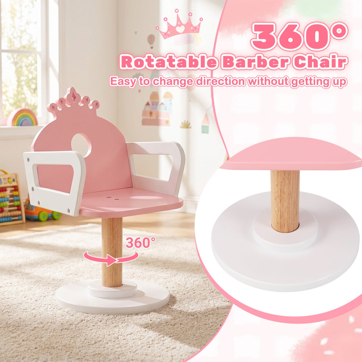Kids Hair Salon Play Set, LED Mirror, Wooden Station, Pink Kids Vanities at Gallery Canada